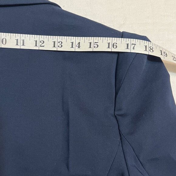 ZARA BASIC Women’s Navy Blazer Elegant Classic Fit with Stretch Fabric Work Sz L - Picture 11 of 12